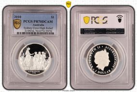 2010 $1 Sydney Cove High Relief PR70DCAM