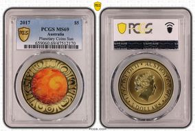 2017 $5 Planetary Coins Sun Colorized MS69