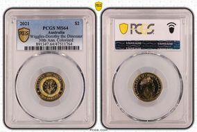 2021 $2 Wiggles-Dorothy the Dinosaur 30th Ann. Colorized MS64