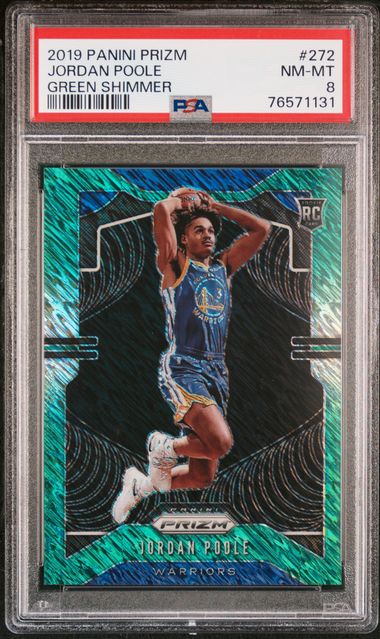 2019-20 Panini Prizm Green Shimmer #272 Jordan Poole Rookie Card