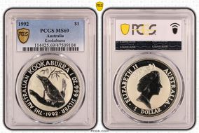 1992 $1 Kookaburra Ag MS69