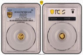 2012 $1 Kangaroo Au 0.5g Gold PR70DCAM