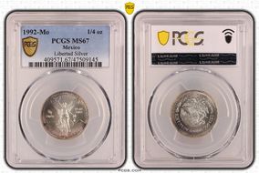 1992-Mo 1/4 oz Libertad Ag MS67