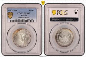 1992-Mo 1/2 oz Libertad Ag MS67