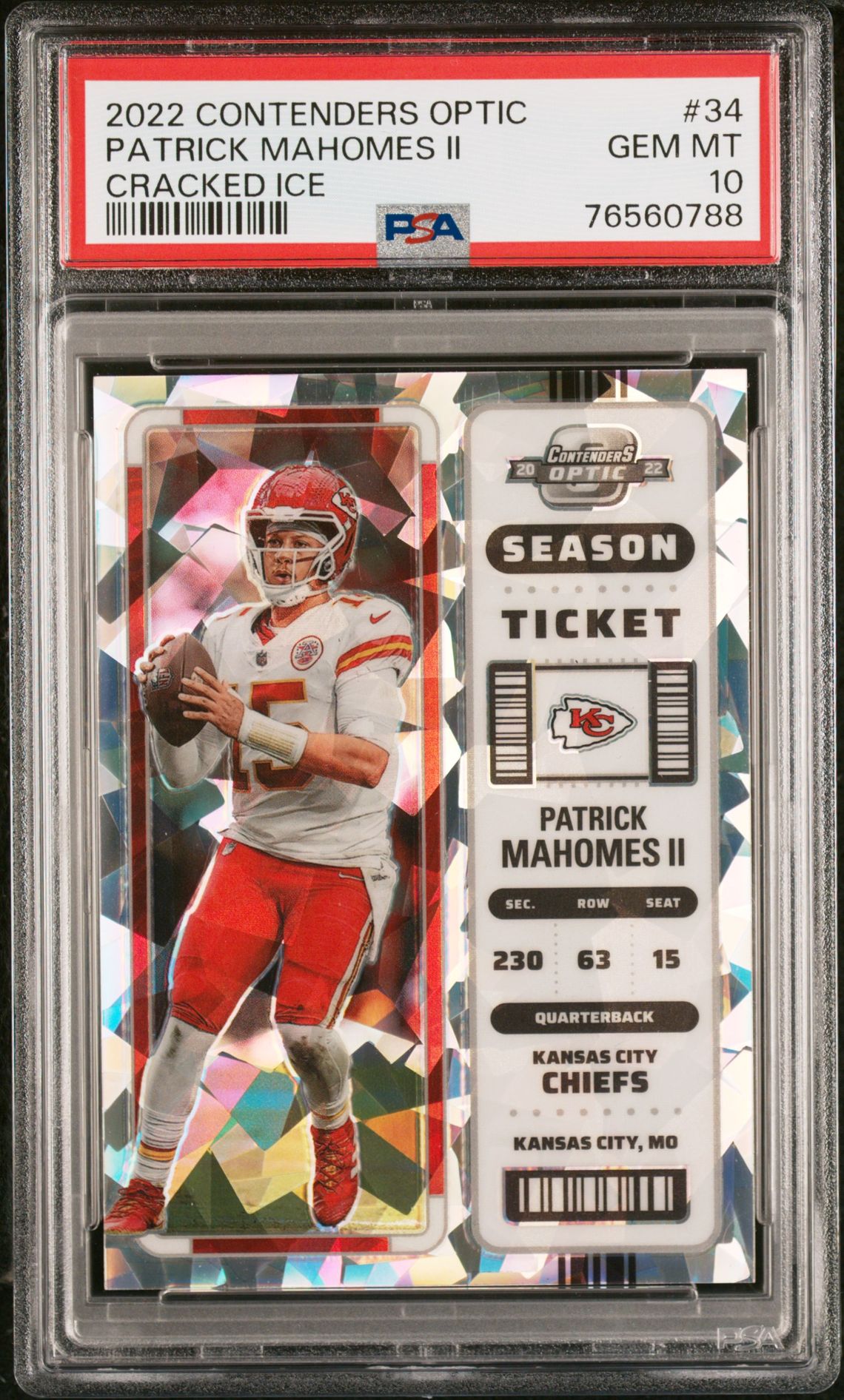 2022 Panini PANINI CONTENDERS OPTIC CRACKED ICE #34 Patrick Mahomes Ii front