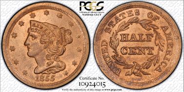 1855 1/2C MS65RD