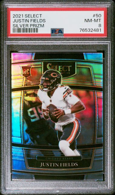 2021 Panini Select Die-Cut Green/Yellow Prizm 50 Justin Fields – PSA MINT 9  on Goldin Auctions