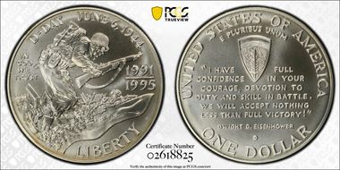 1991-95-D $1 World War II MS70