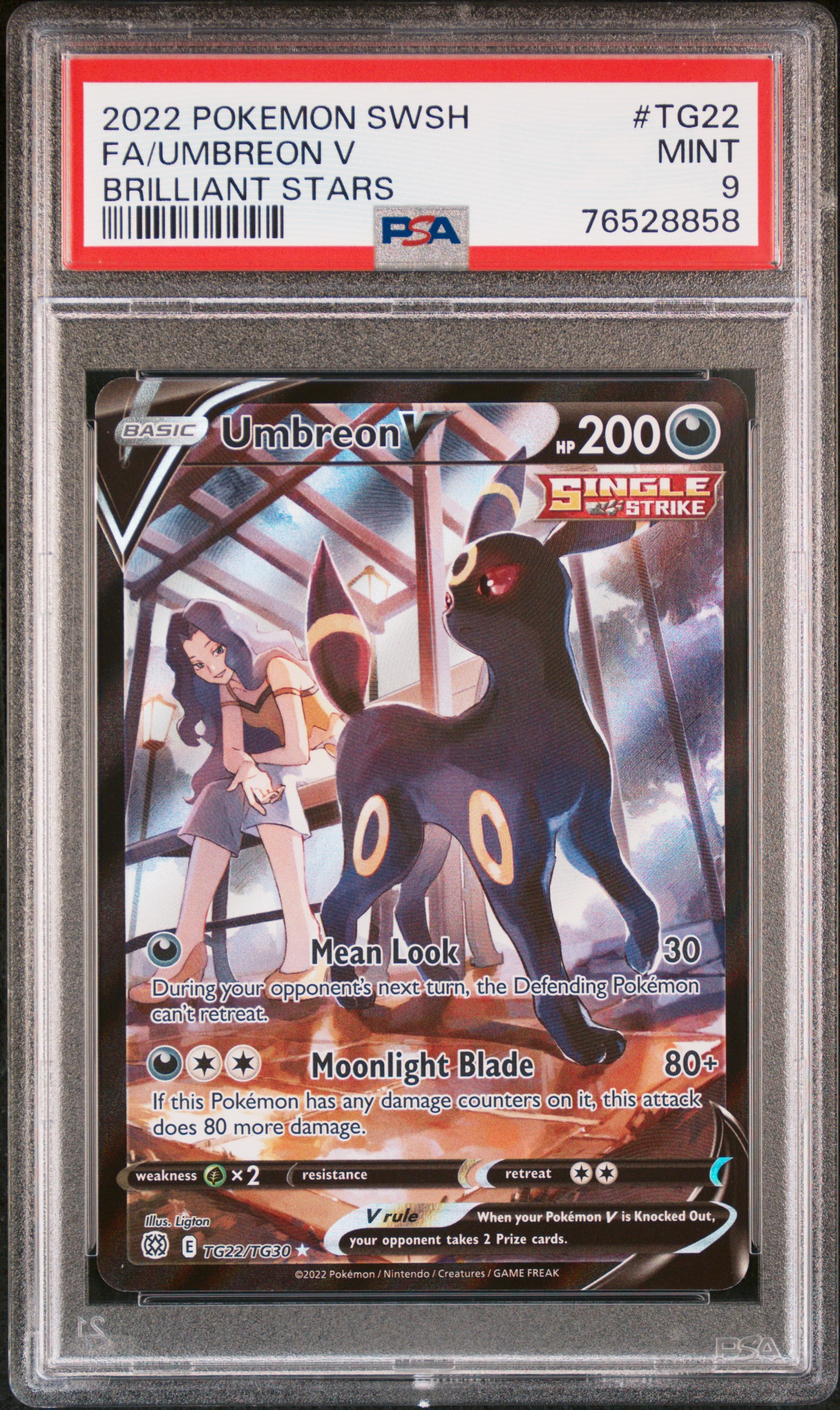 2022 #TG22 Full Art/Umbreon V PSA 9 Sword & Shield Brilliant Stars