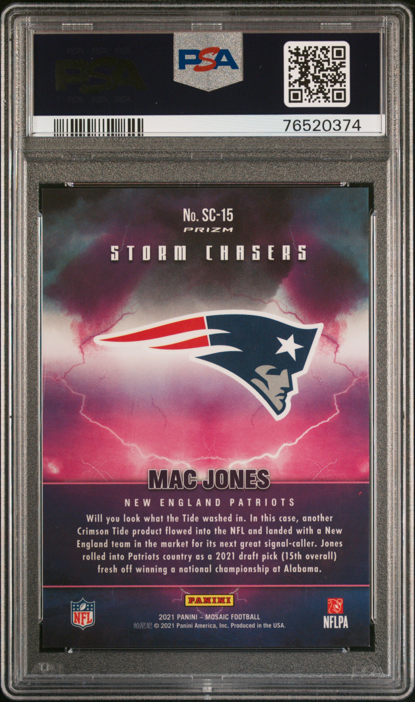 2021 Panini Mosaic Storm Chasers Mac Jones #Sc15 (Storm Chasers) Mint 9 back