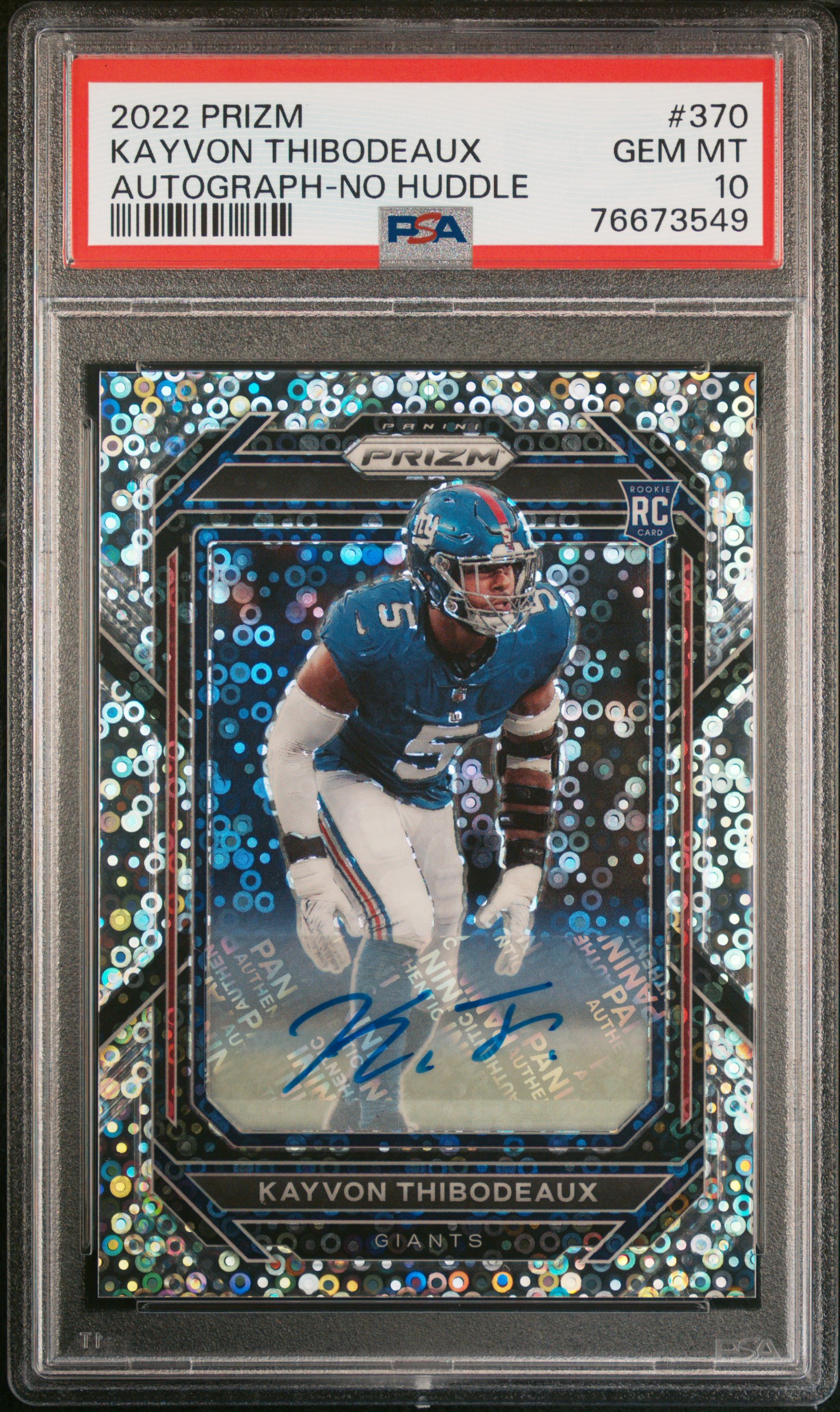 2022 Panini Prizm Autograph No Huddle #370 Kayvon Thibodeaux Signed Rookie Card – PSA GEM MT 10