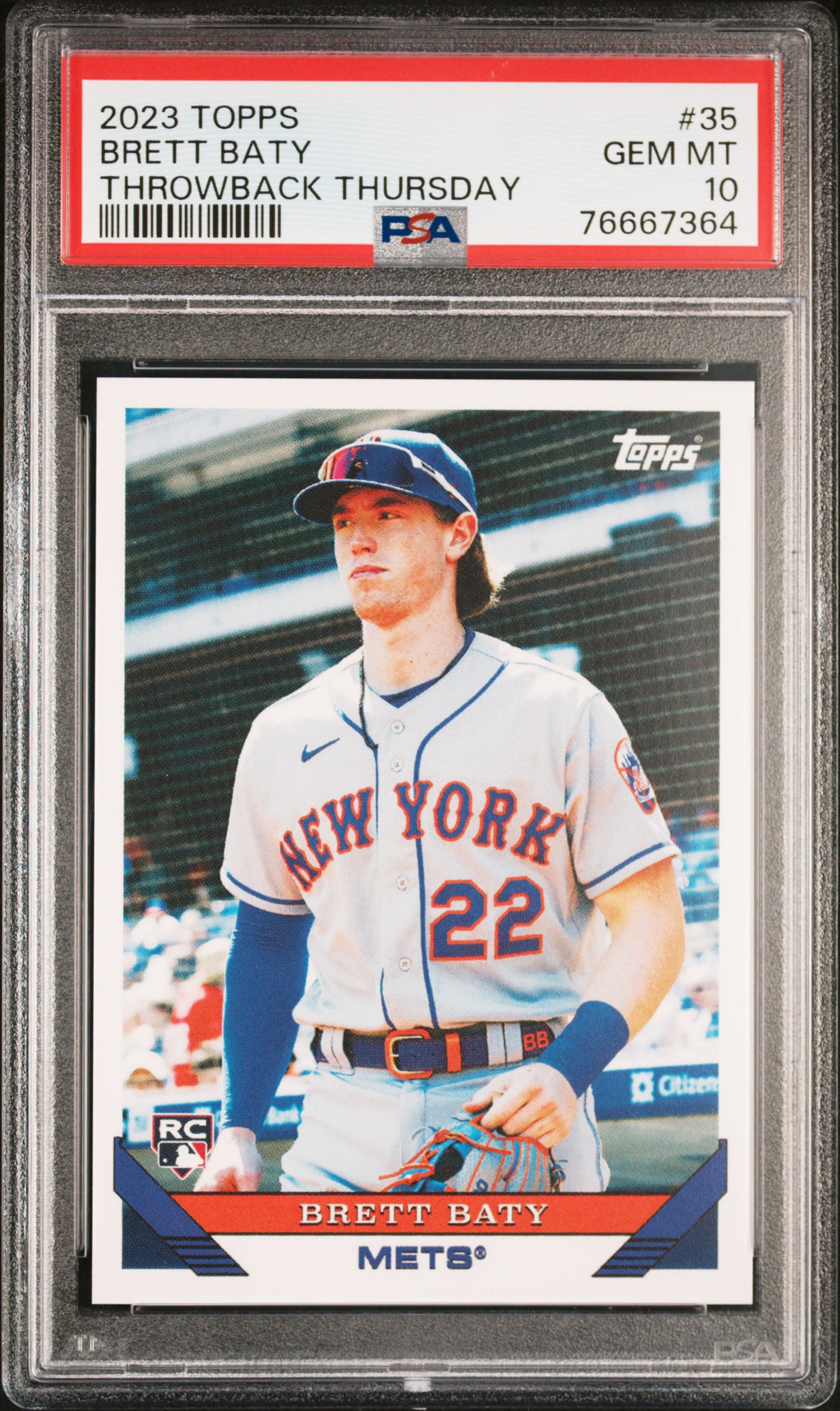 2023 Topps Throwback Thursday #35 Brett Baty Rookie Card – PSA GEM MT 10