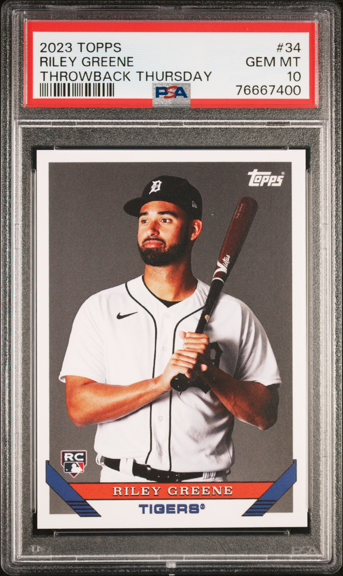 2023 Topps Throwback Thursday #34 Riley Greene Rookie Card – PSA GEM MT 10