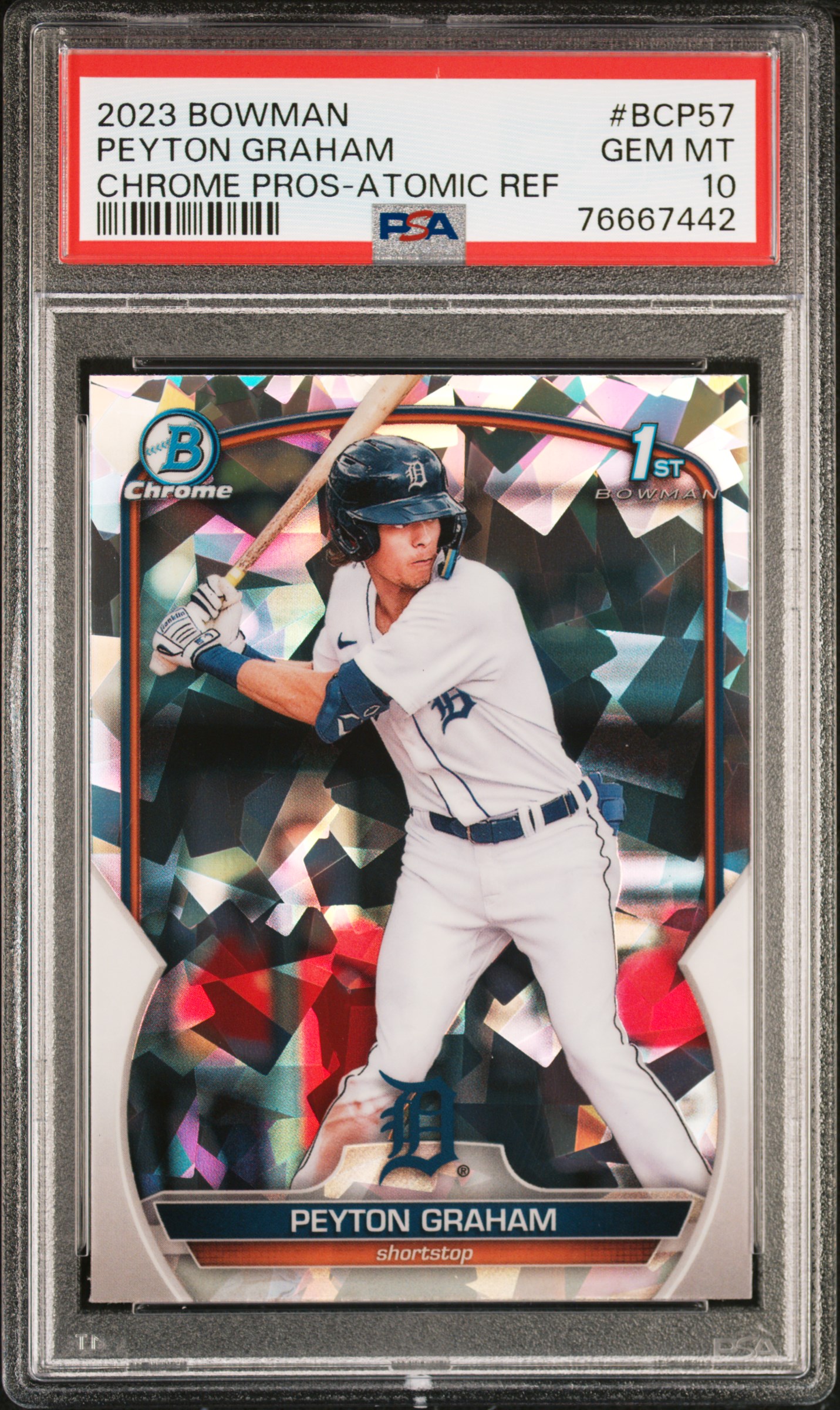 2023 Bowman Chrome Prospects Atomic Refractor #BCP-57 Peyton Graham Rookie Card - PSA GEM MT 10