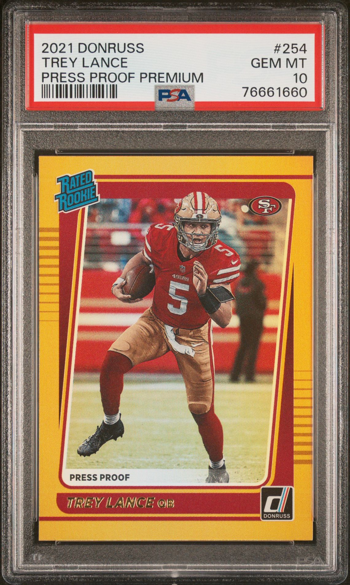 2021 Panini Donruss Trey Lance #254 (Press Proof Premium) Gem Mt 10 front