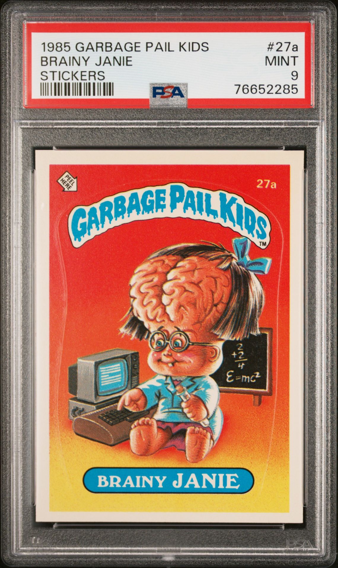 1985 Topps GARBAGE PAIL KIDS STICKERS #27A Brainy Janie front