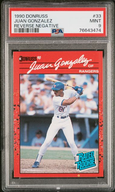 PSA 9 1990 Score Juan Gonzalez