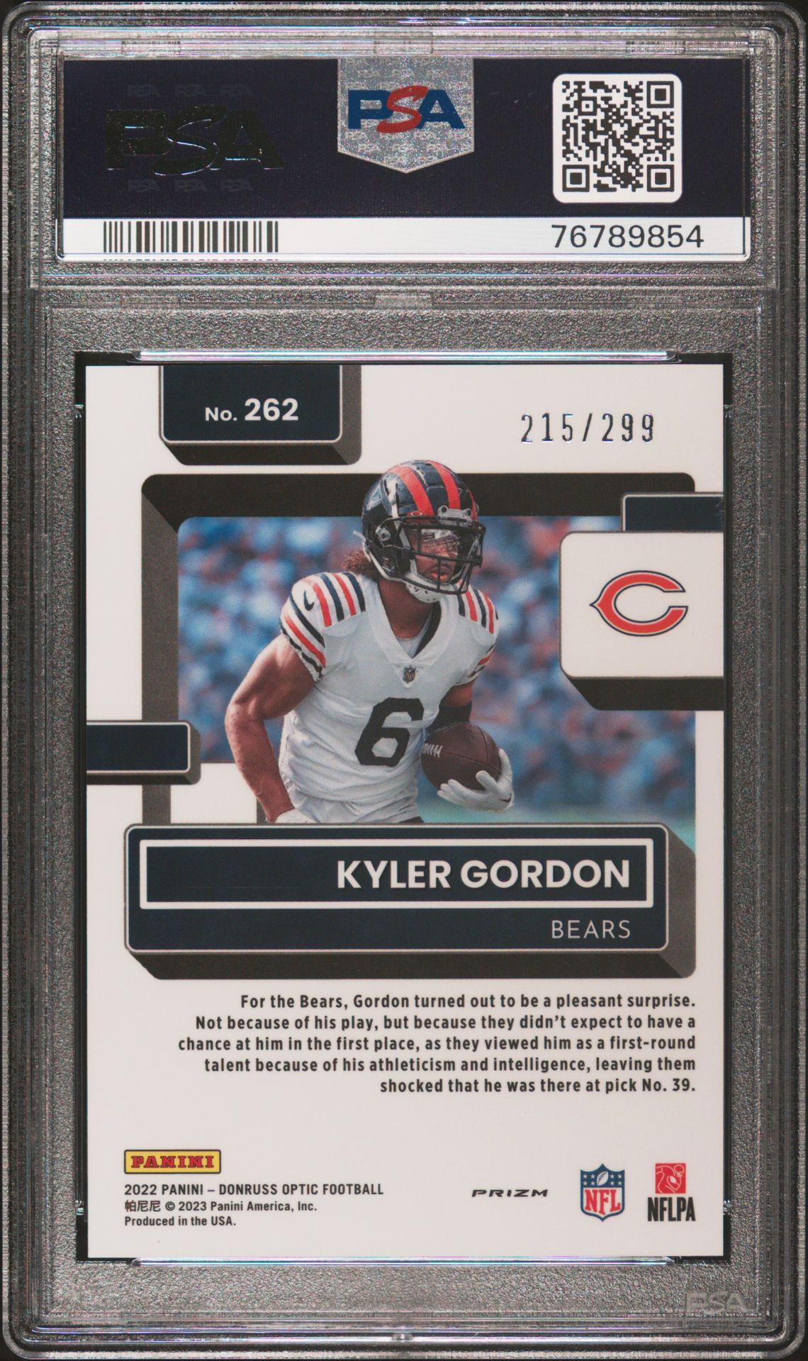 2022 Panini Donruss Optic Kyler Gordon #262 (Aqua) Mint 9 back