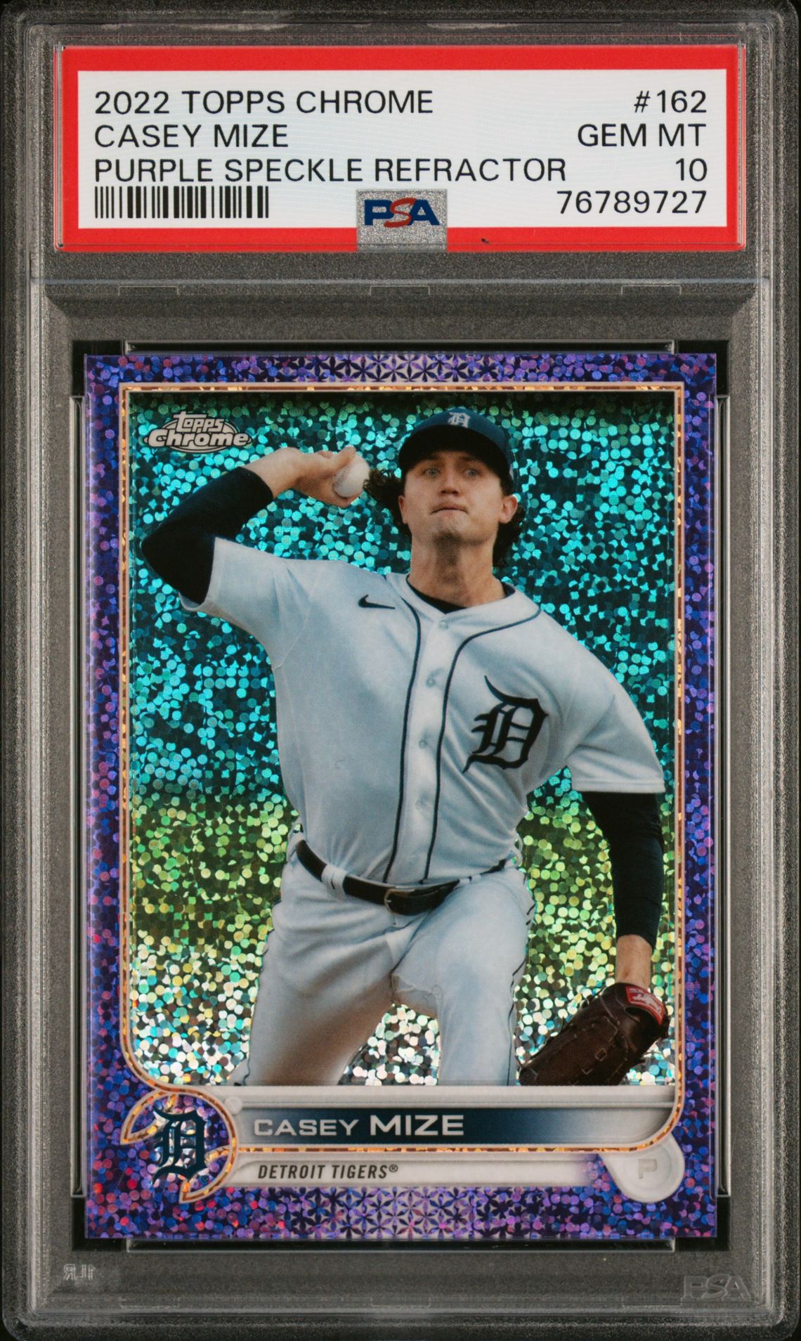 2022 Topps Chrome TOPPS CHROME PURPLE SPECKLE REFRACTOR #162 Casey Mize front