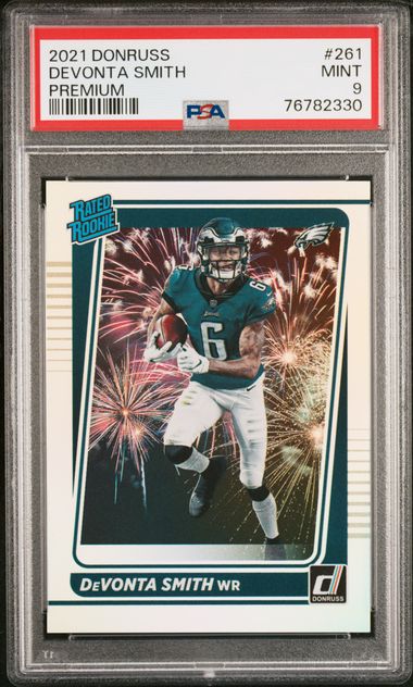 DeVonta Smith Philadelphia Eagles Autographed 2021 Panini Donruss #261 BAS Authenticated Rookie Card