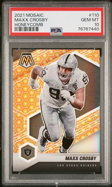 2021 Panini Mosaic Honeycomb 110 Maxx Crosby – PSA GEM MT 10