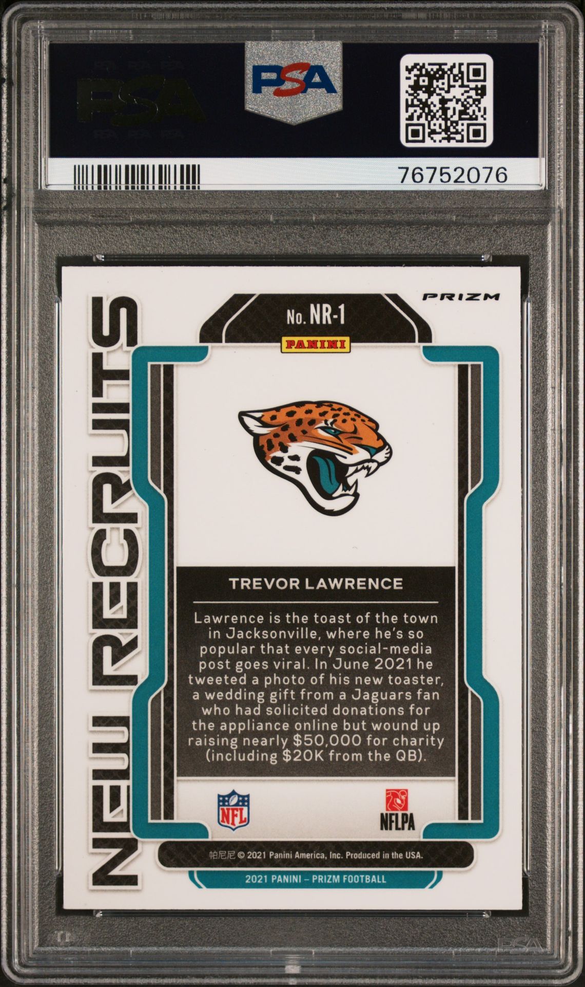 2021 Panini Prizm New Recruits Trevor Lawrence #Nr1 (New Recruits-No Huddle) Mint 9 back