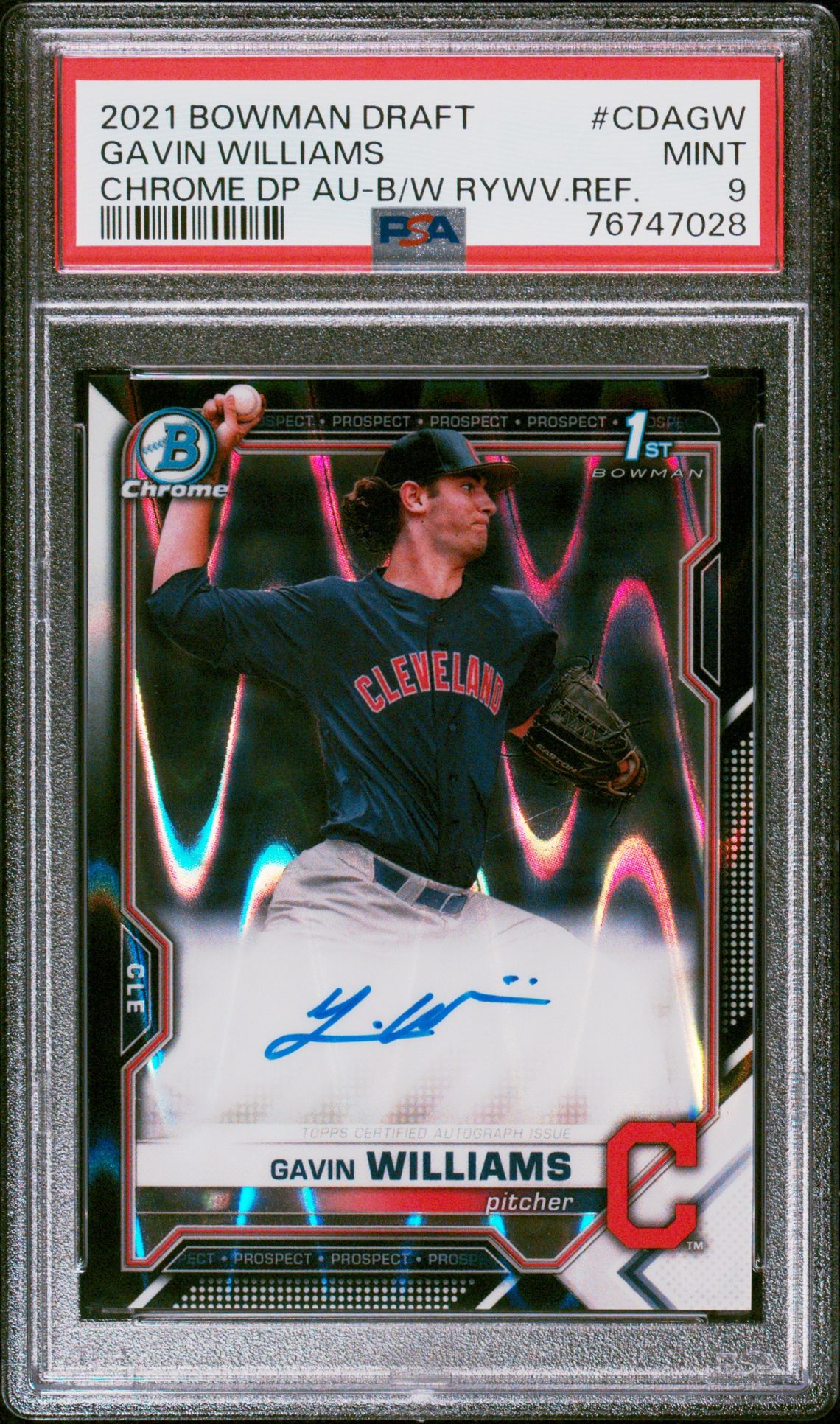 2021 Bowman Draft BOWMAN DRAFT CHROME DRAFT PICK AUTOGRAPHS CHROME DP AU-B/W RYWV.REF. #CDAGW Gavin Williams front