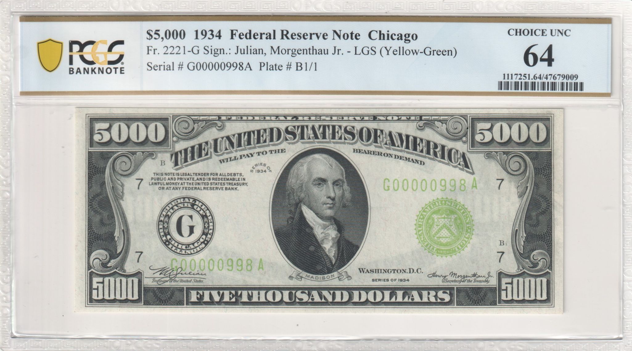 PCGS Certificate Verification Banknote Details For Cert #47679009