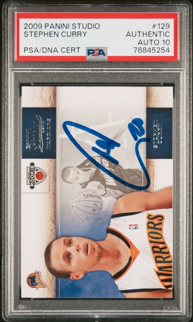 Stephen Curry 2009-10 Panini Studio Autograph Rookie Card #129 PSA/DNA