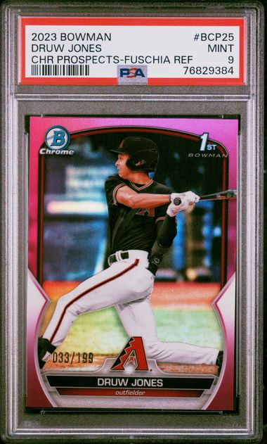 2023 Bowman Bowman Chrome Refractor #BCP25 Fuchsia Druw Jones front