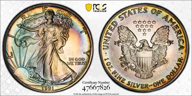 1991 $1 Silver Eagle MS65