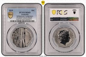 2019 50C Indigenous Languages Frosted Uncirculated MS69