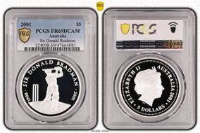 2001 $5 Sir Donald Bradman PR69DCAM