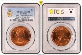 2021 $1 Penny 110th Anniversary  George Kruger Gray MS68RD