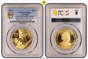 2022 50C Commonwealth Games Birmingham Gilt-CuNi MS69