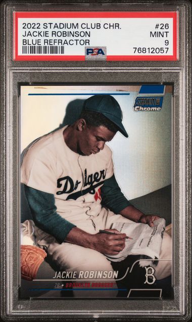 2022 Topps TOPPS STADIUM CLUB CHROME BLUE REFRACTOR #26 Jackie Robinson front
