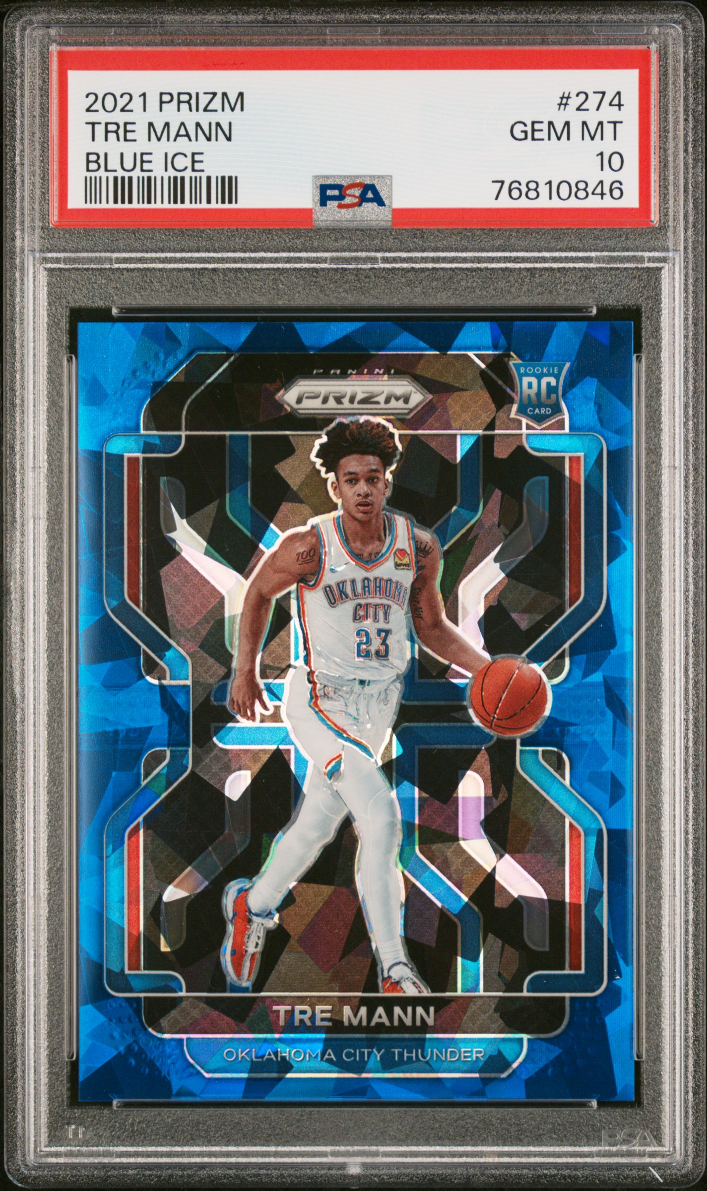 2021-22 Panini Prizm Blue Ice #274 Tre Mann Rookie Card (#045/125) – PSA GEM MT 10