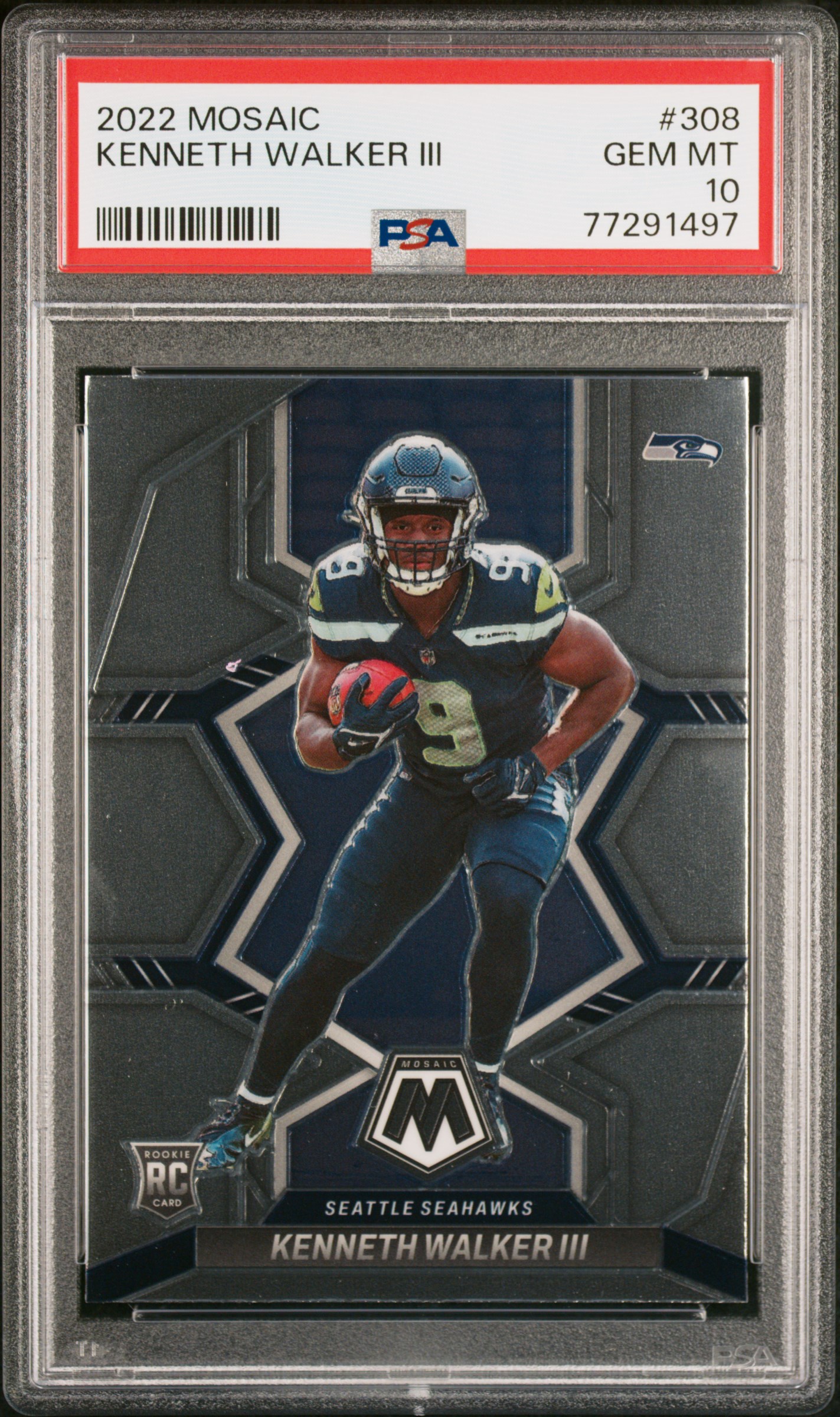 2022 Panini Mosaic #308 Kenneth Walker III Rookie Card – PSA GEM MT 10