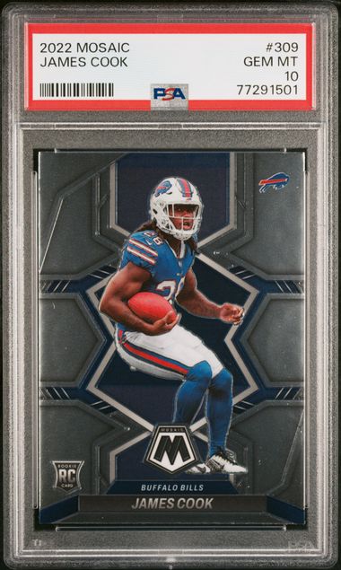 2022 Panini Mosaic James Cook Reactive Orange RC #309 Buffalo Bills