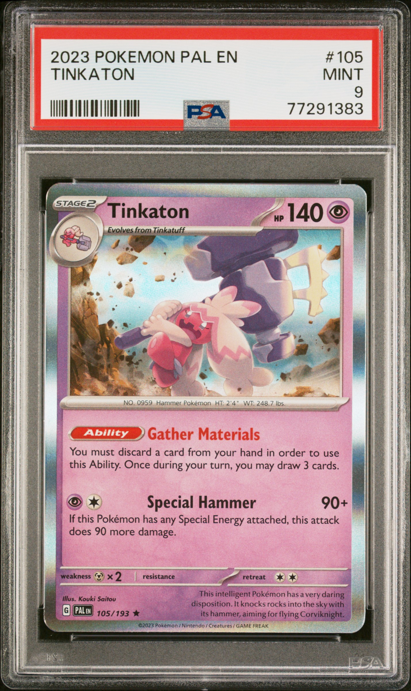 2023 Pokemon Pal En-Paldea Evolved #105 Tinkaton PSA 9