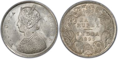 1899-B 1/2 Rup SW-6.242 Prid-307 Incuse, inverted B MS62