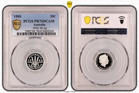 1999 20C 1942 3d Ag PR70DCAM