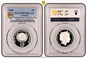 1998 20C United Nations 50th Ann. Ag PR70DCAM