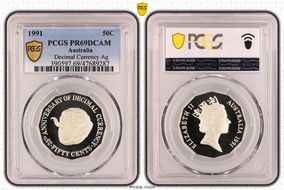 1991 50C Decimal Currency Ag PR69DCAM