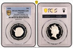 1991 50C Decimal Currency Ag PR69DCAM