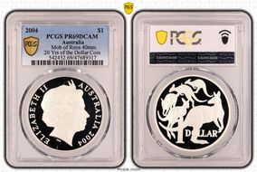 2004 $1 Mob of Roos 40mm 20 Yrs of the Dollar Coin PR69DCAM