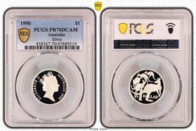 1990 $1 KM-84a  Ag PR70DCAM