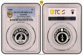 2003 $1 Port Phillip Pattern KM-763 Ag PR70DCAM