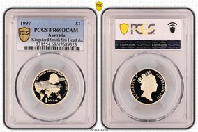 1997 $1 Kingsford Smith Sm Head Ag PR69DCAM