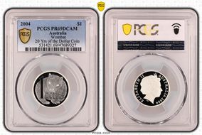 2004 $1 Wombat Ag 20 Yrs of the Dollar Coin PR69DCAM